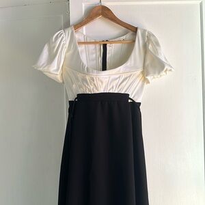 HIRAETH black and white silk midi dress